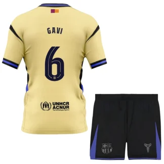 FC Barcelona x Kobe Bryant 2025/26 Barn Bortadräkt – Paez Gavi 6 – Kortärmad Fotbollsställ med Shorts