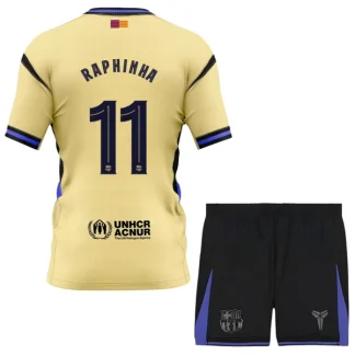 FC Barcelona x Kobe Bryant 2025/26 Barn Bortadräkt – Raphinha Belloli 11 – Kortärmad Fotbollsställ med Shorts
