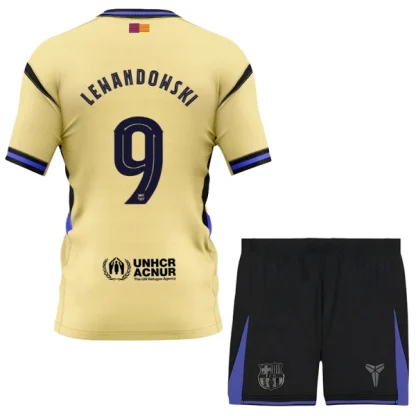 FC Barcelona x Kobe Bryant 2025/26 Barn Bortadräkt – Robert Lewandowski 9 – Kortärmad Fotbollsställ med Shorts