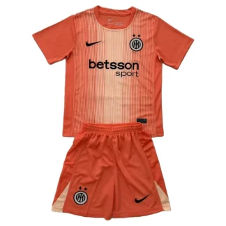 Inter Milan Målvaktströja Barn 2025/26 Orange Kortärmad Fotbollsställ med Shorts