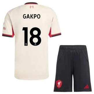 Liverpool Barn Bortaställ 2025/26 – Cody Gakpo 18 – Kortärmad Fotbollströja + Shorts
