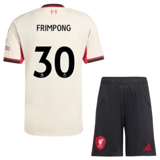 Liverpool Barn Bortaställ 2025/26 – Jeremie Frimpong 30 – Kortärmad Fotbollströja + Shorts