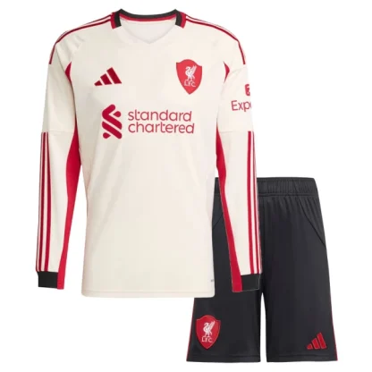Liverpool Barn Bortaställ 2025/26 – Långärmad Fotbollströja + Shorts