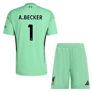 Liverpool Barn Hemma Målvaktsställ 2025/26 – Alisson Becker 1 – Kortärmad Fotbollströja + Shorts