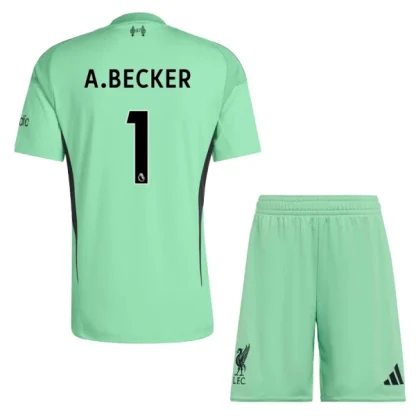 Liverpool Barn Hemma Målvaktsställ 2025/26 – Alisson Becker 1 – Kortärmad Fotbollströja + Shorts
