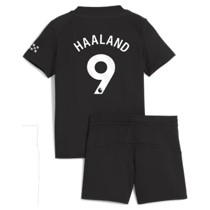 Manchester City Barn Bortatröja 2025/26 Erling Haaland 9 Kortärmad Fotbollsställ med Shorts