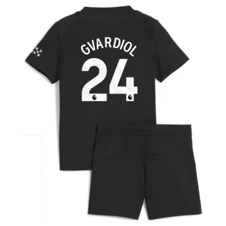 Manchester City Barn Bortatröja 2025/26 Joško Gvardiol 24 Kortärmad Fotbollsställ med Shorts