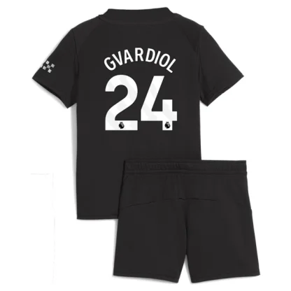 Manchester City Barn Bortatröja 2025/26 Joško Gvardiol 24 Kortärmad Fotbollsställ med Shorts