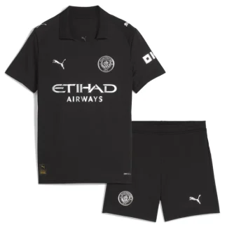Manchester City Barn Bortatröja 2025/26 Kortärmad Fotbollsställ med Shorts