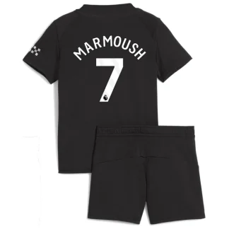 Manchester City Barn Bortatröja 2025/26 Omar Marmoush 7 Kortärmad Fotbollsställ med Shorts