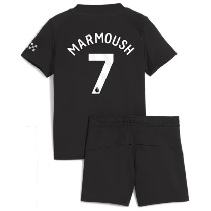 Manchester City Barn Bortatröja 2025/26 Omar Marmoush 7 Kortärmad Fotbollsställ med Shorts