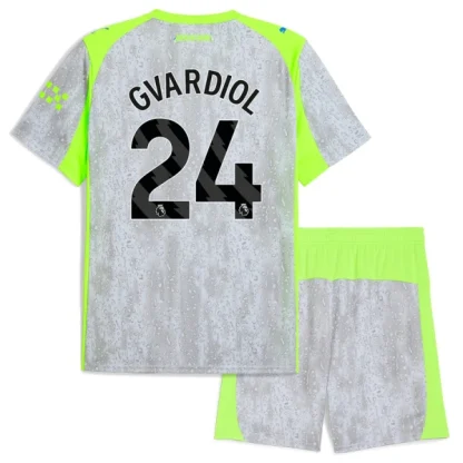 Manchester City Barn Tredjeställ 2025/26 – Joško Gvardiol 24 – Kortärmad Fotbollströja + Shorts