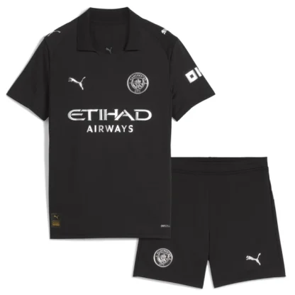 Manchester City Bortatröja 2025/26 Barn Kortärmad Fotbollsställ med Shorts
