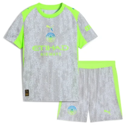 Manchester City Tredjeställ 2025/26 Barn Kortärmad Fotbollströja + Shorts