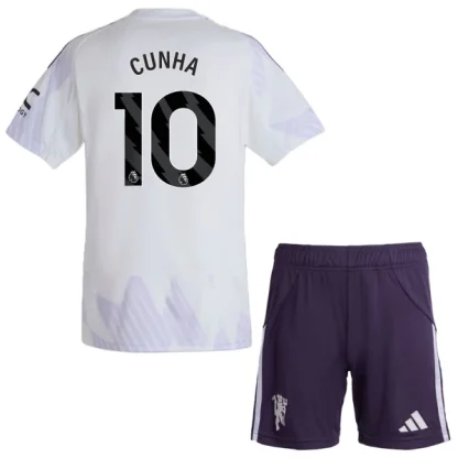 Manchester United Barn Bortaställ 2025/26 – Matheus Cunha 10 – Kortärmad Fotbollströja + Shorts