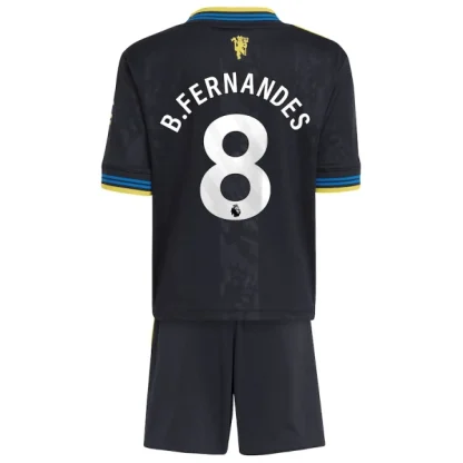 Manchester United Barn Tredjeställ 2025/26 – Bruno Fernandes 8 – Kortärmad Fotbollströja + Shorts