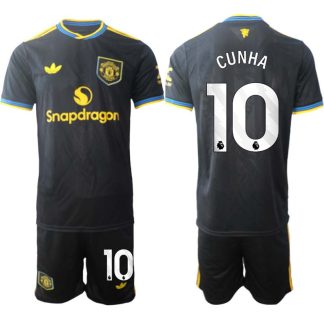 Manchester United Barn Tredjeställ 2025/26 Matheus Cunha 10 Kortärmad Tröja + Shorts