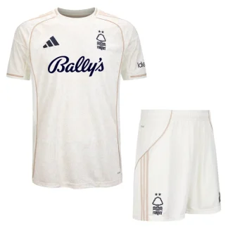 Nottingham Forest Barn Bortaställ 2025/26 – Kortärmad Fotbollströja + Shorts