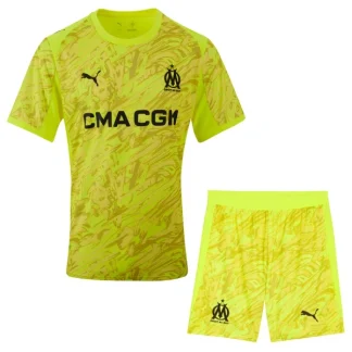 Olympique de Marseille Barn Gul Målvaktsdräkt 2025/26 – Kortärmad Fotbollsställ med Shorts