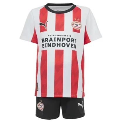 PSV Eindhoven Barn Hemmaställ 2025/26 – Kortärmad Fotbollsställ med Shorts