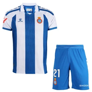 RCD Espanyol Barn Hemmaställ 2025/26 – Kortärmad Fotbollsställ med Shorts