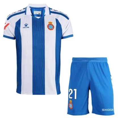 RCD Espanyol Barn Hemmaställ 2025/26 – Kortärmad Fotbollsställ med Shorts