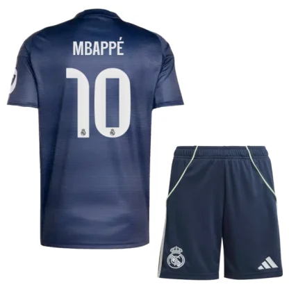 Real Madrid Barn Bortaställ 2025/26 – Kylian Mbappé 10 – Kortärmad Fotbollsställ med Shorts