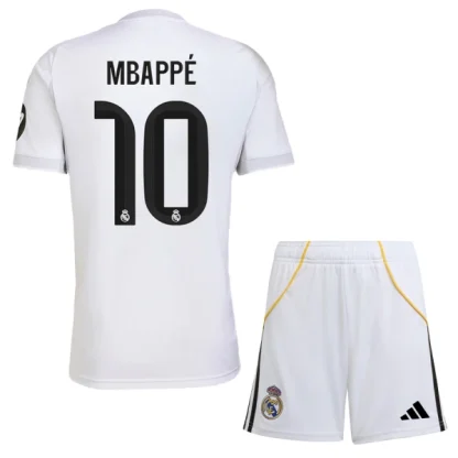 Real Madrid Barn Hemmaställ 2025/26 – Kylian Mbappé 10 – Kortärmad Fotbollsställ med Shorts