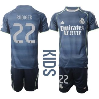 Real Madrid Bortaställ Barn 2025/26 – Antonio Rüdiger 22 – Kortärmad Fotbollströja + Shorts
