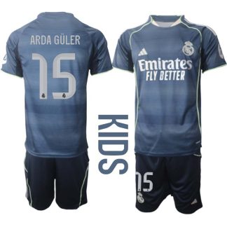 Real Madrid Bortaställ Barn 2025/26 – Arda Güler 15 – Kortärmad Fotbollströja + Shorts