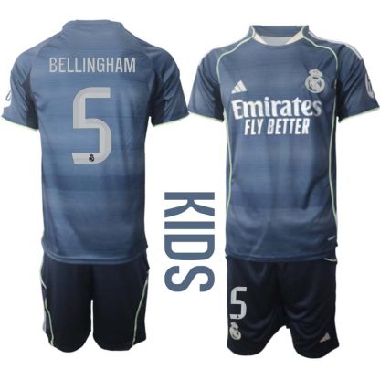 Real Madrid Bortaställ Barn 2025/26 – Jude Bellingham 5 – Kortärmad Fotbollströja + Shorts
