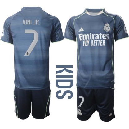 Real Madrid Bortaställ Barn 2025/26 – Vinicius Junior 7 – Kortärmad Fotbollströja + Shorts