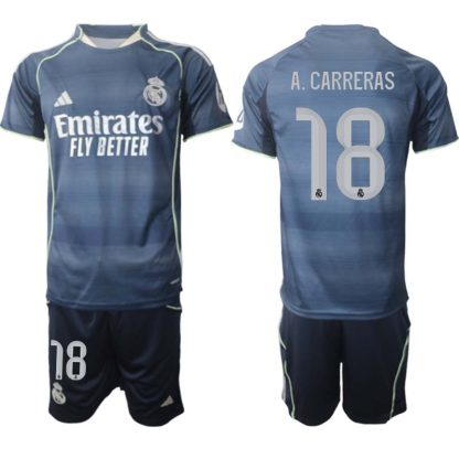 Real Madrid Bortaställ Herr 2025/26 – Álvaro Carreras 18 – Kortärmad Fotbollströja + Shorts