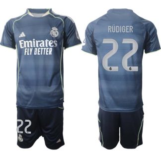 Real Madrid Bortaställ Herr 2025/26 – Antonio Rüdiger 22 – Kortärmad Fotbollströja + Shorts