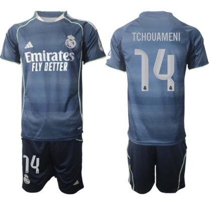 Real Madrid Bortaställ Herr 2025/26 – Aurélien Tchouaméni 14 – Kortärmad Fotbollströja + Shorts