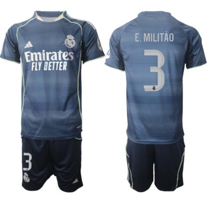 Real Madrid Bortaställ Herr 2025/26 – Éder Militão 3 – Kortärmad Fotbollströja + Shorts