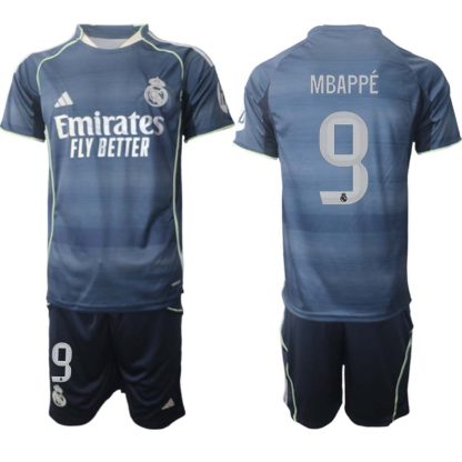Real Madrid Bortaställ Herr 2025/26 – Kylian Mbappé 9 – Kortärmad Fotbollströja + Shorts