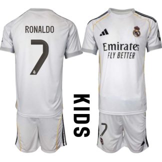 Real Madrid Hemmaställ Barn 2025/26 – Cristiano Ronaldo 7 – Kortärmad Fotbollströja + Shorts