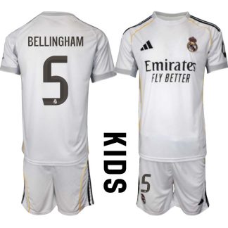 Real Madrid Hemmaställ Barn 2025/26 – Jude Bellingham 5 – Kortärmad Fotbollströja + Shorts