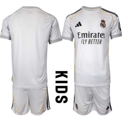 Real Madrid Hemmaställ Barn 2025/26 – Kortärmad Fotbollströja + Shorts