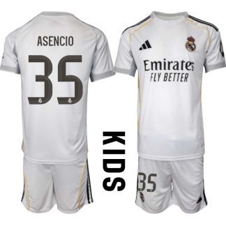 Real Madrid Hemmaställ Barn 2025/26 – Raúl Asencio 35 – Kortärmad Fotbollströja + Shorts