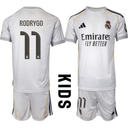 Real Madrid Hemmaställ Barn 2025/26 – Rodrygo 11 – Kortärmad Fotbollströja + Shorts