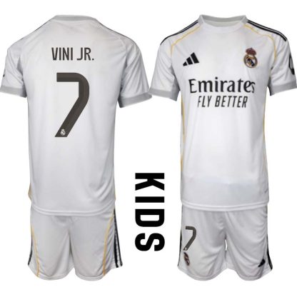 Real Madrid Hemmaställ Barn 2025/26 – Vinicius Junior 7 – Kortärmad Fotbollströja + Shorts