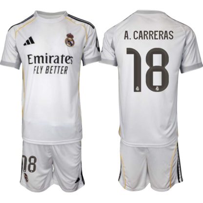 Real Madrid Hemmaställ Herr 2025/26 – Álvaro Carreras 18 – Kortärmad Fotbollströja + Shorts