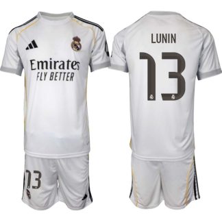 Real Madrid Hemmaställ Herr 2025/26 – Andriy Lunin 13 – Kortärmad Fotbollströja + Shorts