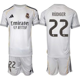 Real Madrid Hemmaställ Herr 2025/26 – Antonio Rüdiger 22 – Kortärmad Fotbollströja + Shorts