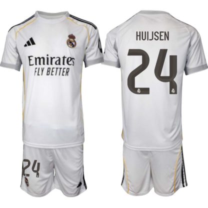 Real Madrid Hemmaställ Herr 2025/26 – Dean Huijsen 24 – Kortärmad Fotbollströja + Shorts