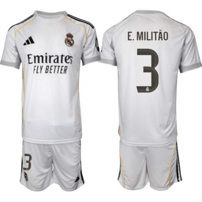 Real Madrid Hemmaställ Herr 2025/26 – Éder Militão 3 – Kortärmad Fotbollströja + Shorts