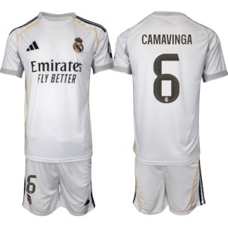 Real Madrid Hemmaställ Herr 2025/26 – Eduardo Camavinga 6 – Kortärmad Fotbollströja + Shorts