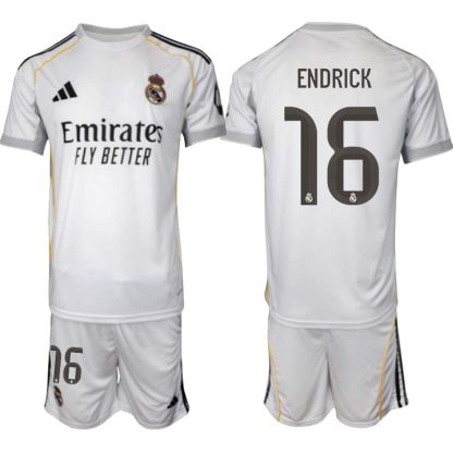 Real Madrid Hemmaställ Herr 2025/26 – Endrick Felipe 16 – Kortärmad Fotbollströja + Shorts